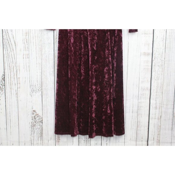 Vintage Rabbit Rabbit Rabbit Maroon Velvet Stretch Maxi Dress Size 12 - Picture 4 of 11